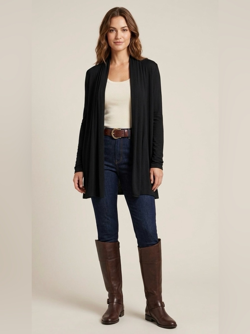 The Row Knightsbridge Quiet Luxury Open Front Cardigan in Black (Size Large)
